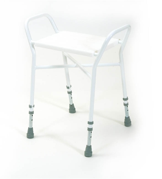 white shower stool with arms