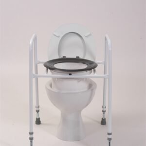 black raised seat over a toilet