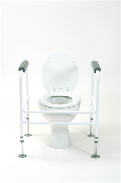 white toilet frame around a toilet
