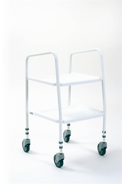white wheeled trolley with two trays