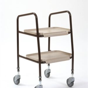 brown wheeled trolley with two trays