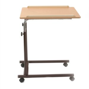 overbed table with beech top and brown frame