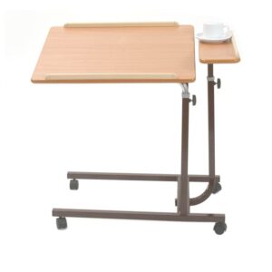 overbed table with beech top and brown frame