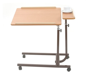 overbed table with beech top and brown frame