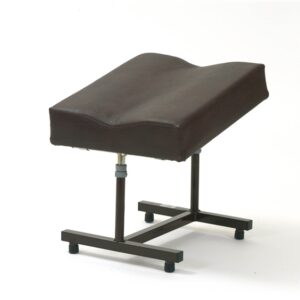 Brown H frame footstool with contoured top