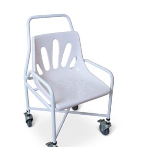 White mobile shower chair