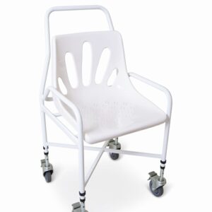 White mobile shower chair