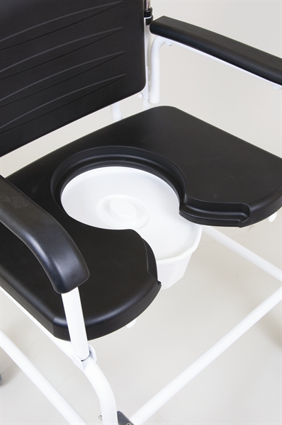 black seat on commode chair