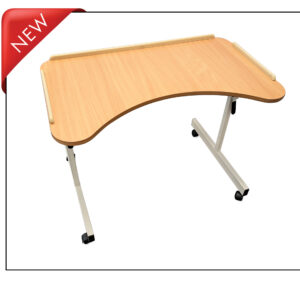 a table with a curved front on a white background.