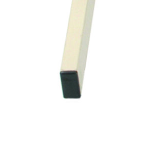 black end cap on white table leg