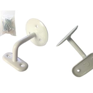 two bannister brackets in white with screws