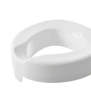 A white 4" thick toilet seat on a white background